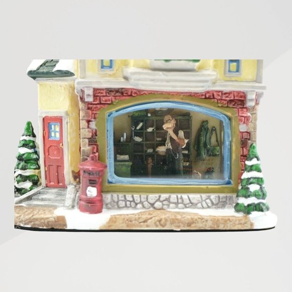 NORMAN ROCKWELL " POST OFFICE " SORTING MAIL * CHRISTMAS VILLAGE HOUSE * RARE * - Picture 2 of 14